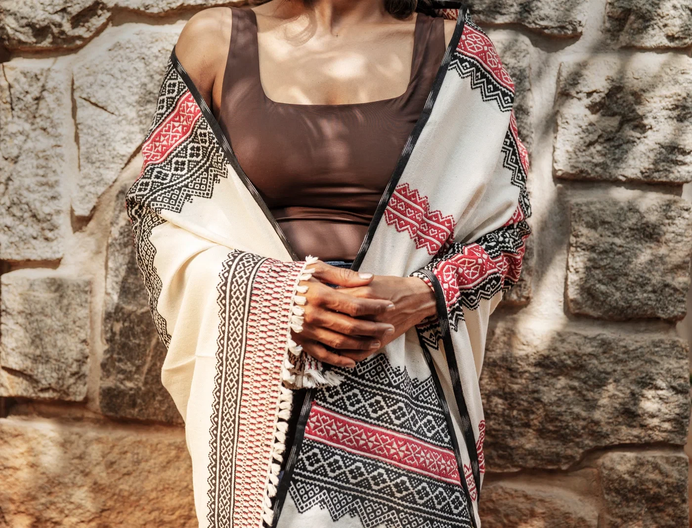 MARBLE EMBROIDERY SHAWL